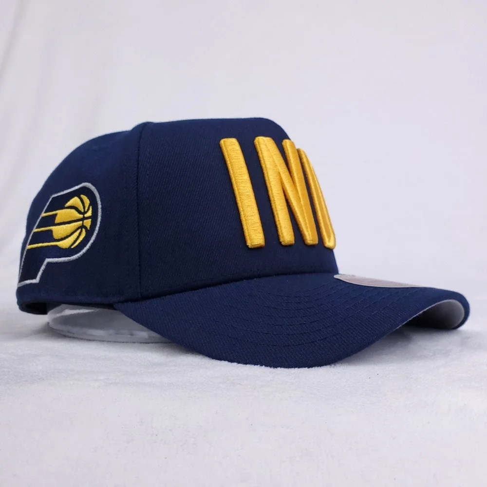 Indiana Pacers Mitchell & Ness NBA Pro Fit Snapback Hat Cap 3D‎ Logo Navy NWT